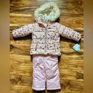 Carters Pink Snowsuit with Gold Accents